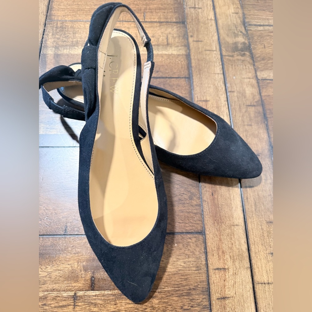 J. Crew Black Suede Pointed Slingback Flats